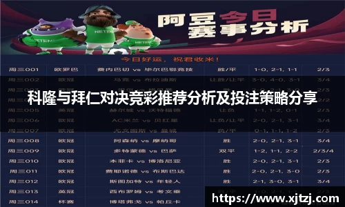 科隆与拜仁对决竞彩推荐分析及投注策略分享